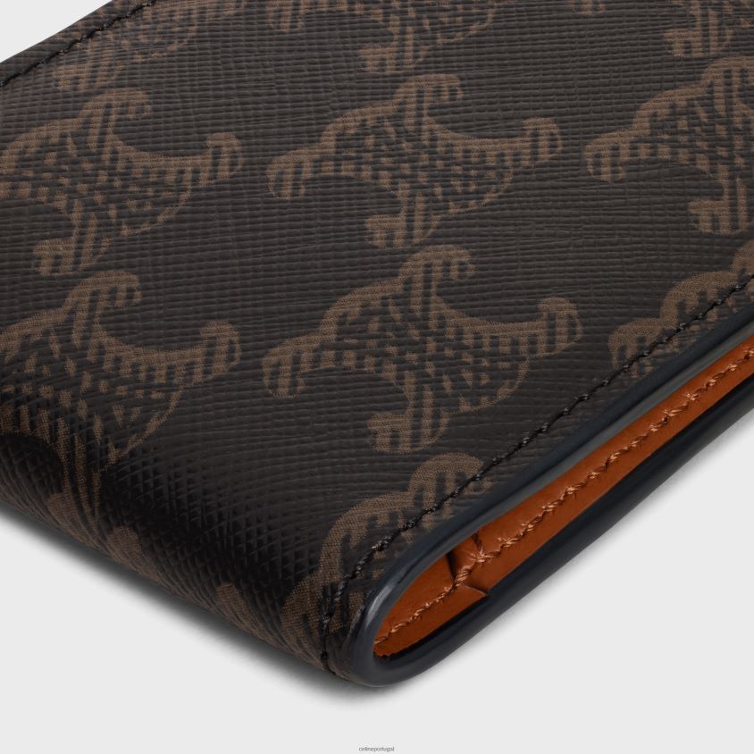 homens acessórios CELINE porta-cartões horizontal em tela triomphe bronzeado T204R2116