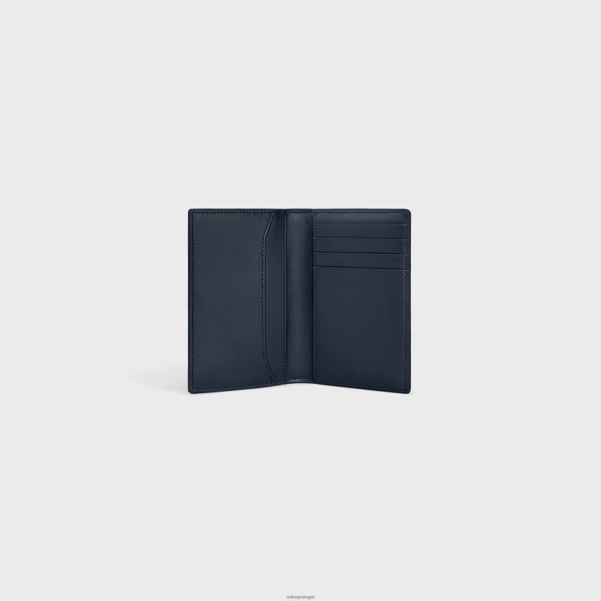 homens acessórios CELINE porta-cartões vertical em couro de bezerro brilhante azul sagrado T204R2158