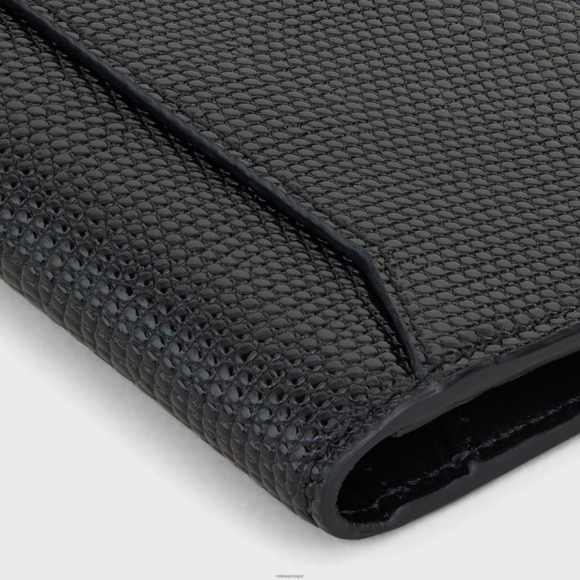 homens acessórios CELINE porta-cartões vertical em pele de bezerro com relevo de lagarto preto T204R2157