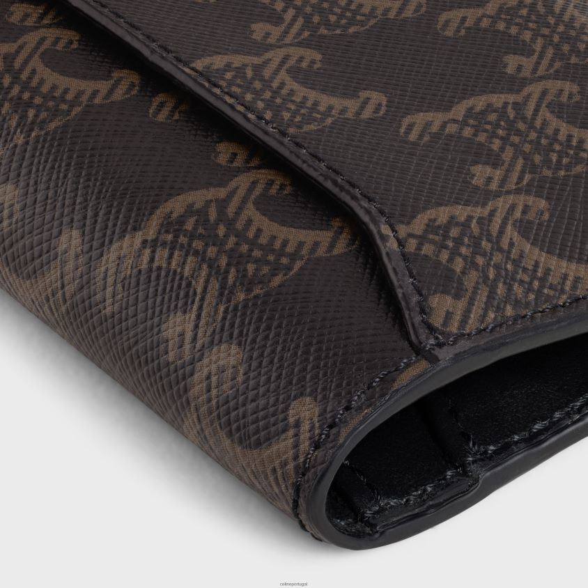 homens acessórios CELINE porta-cartões vertical em tela triomphe preto T204R2117