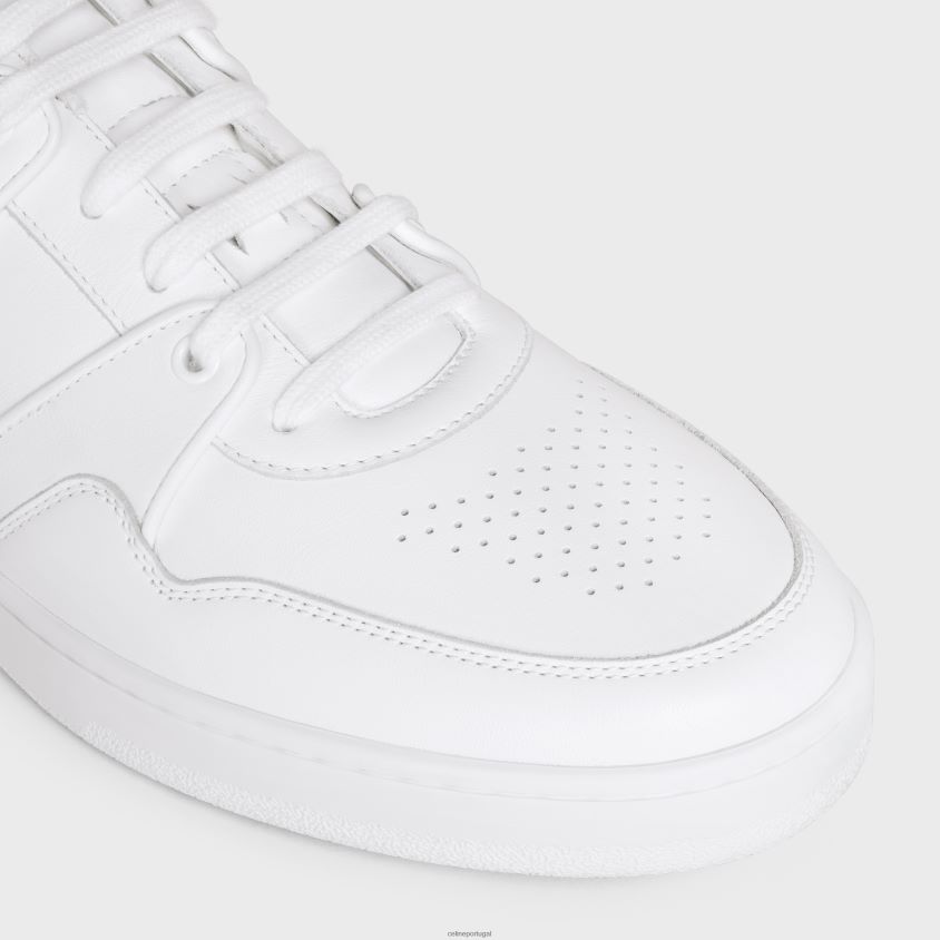 homens calçados CELINE ct-04 tênis trainer com cadarço baixo em couro de bezerro óptica branca T204R2047