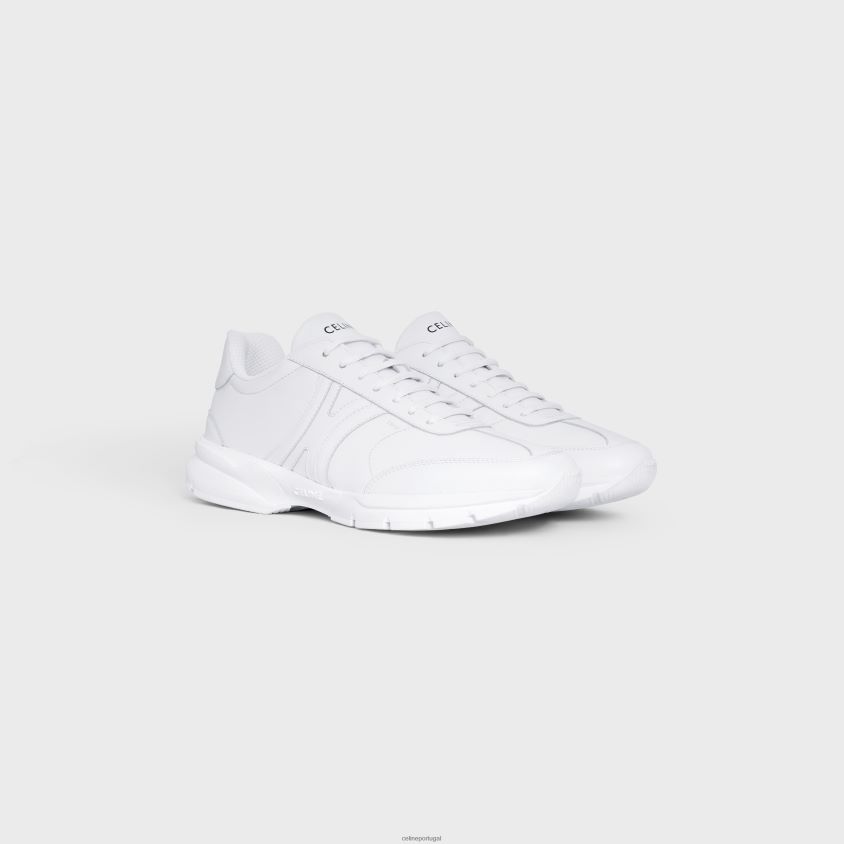 homens calçados CELINE tênis runner cr-01 com cadarço baixo em couro de bezerro óptica branca T204R2030