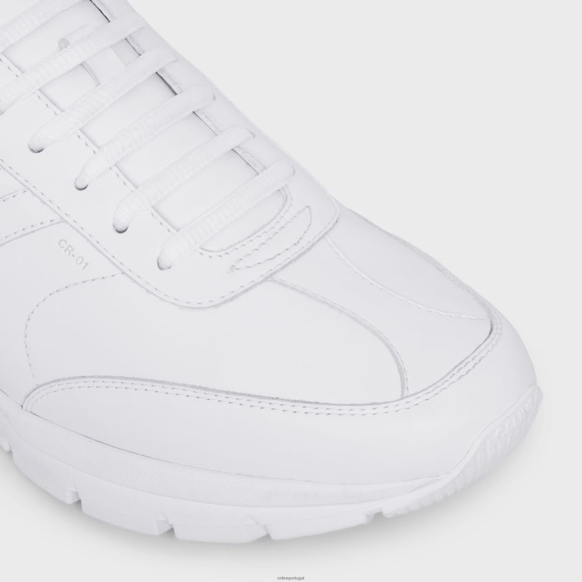 homens calçados CELINE tênis runner cr-01 com cadarço baixo em couro de bezerro óptica branca T204R2030