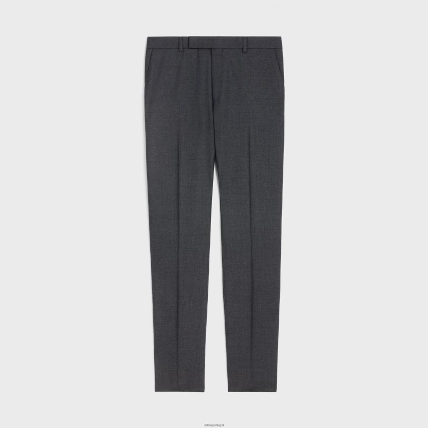 homens vestuário CELINE calça clássica em lã leve antracite T204R1906