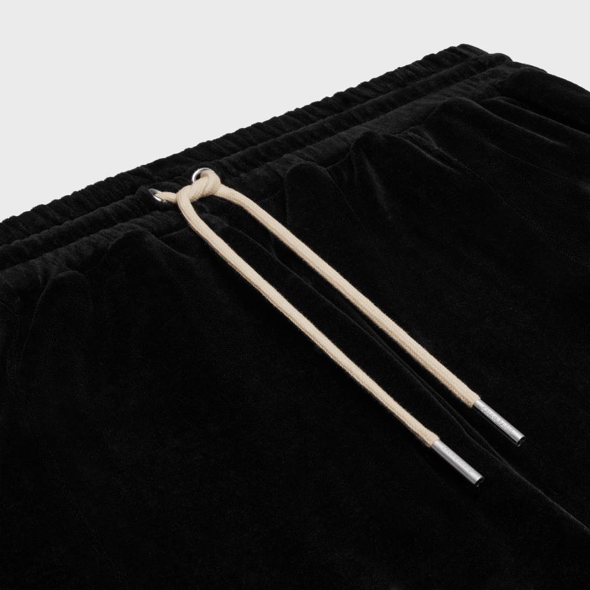 homens vestuário CELINE calça de treino em jersey de veludo Preto branco T204R1826
