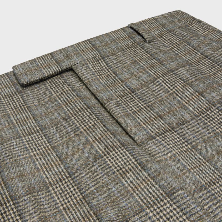 homens vestuário CELINE calça larga em flanela príncipe de gales marfim/gris/tofee T204R1895