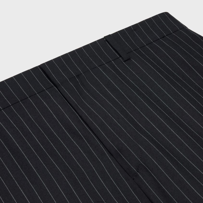 homens vestuário CELINE calça reta em lã listrada noir/craie T204R1891