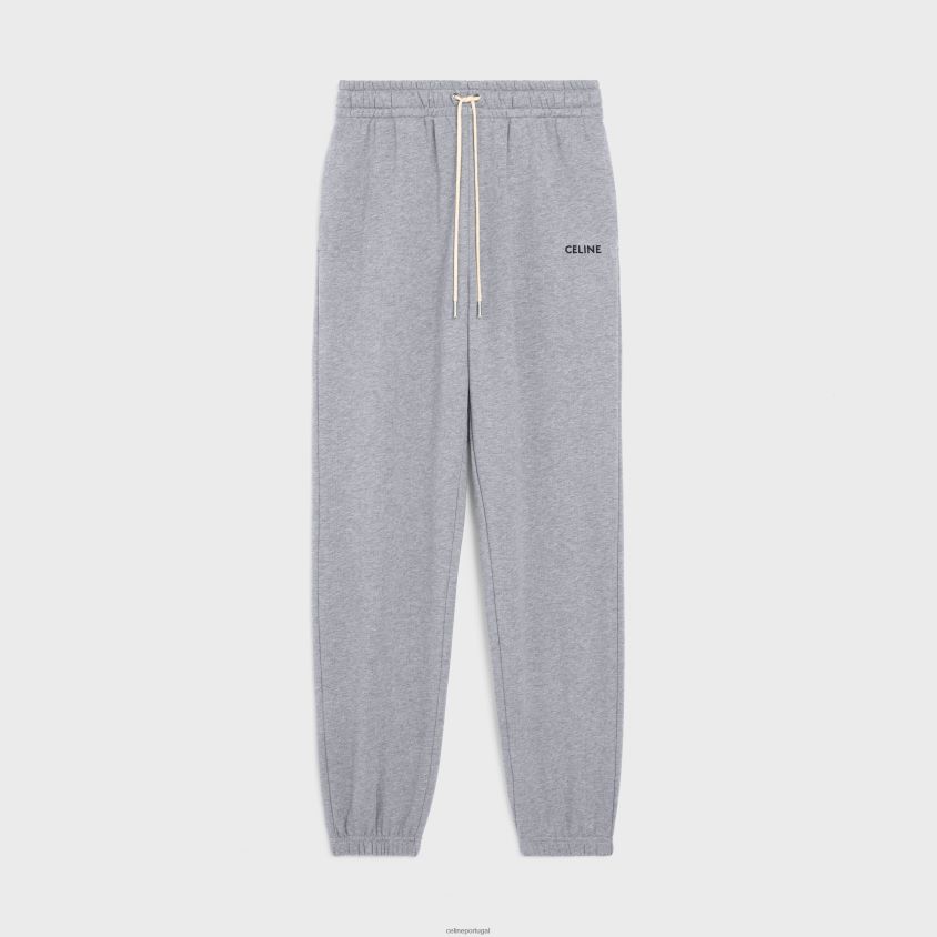 homens vestuário CELINE - calças de treino bordadas em algodão cinzento Preto T204R2020