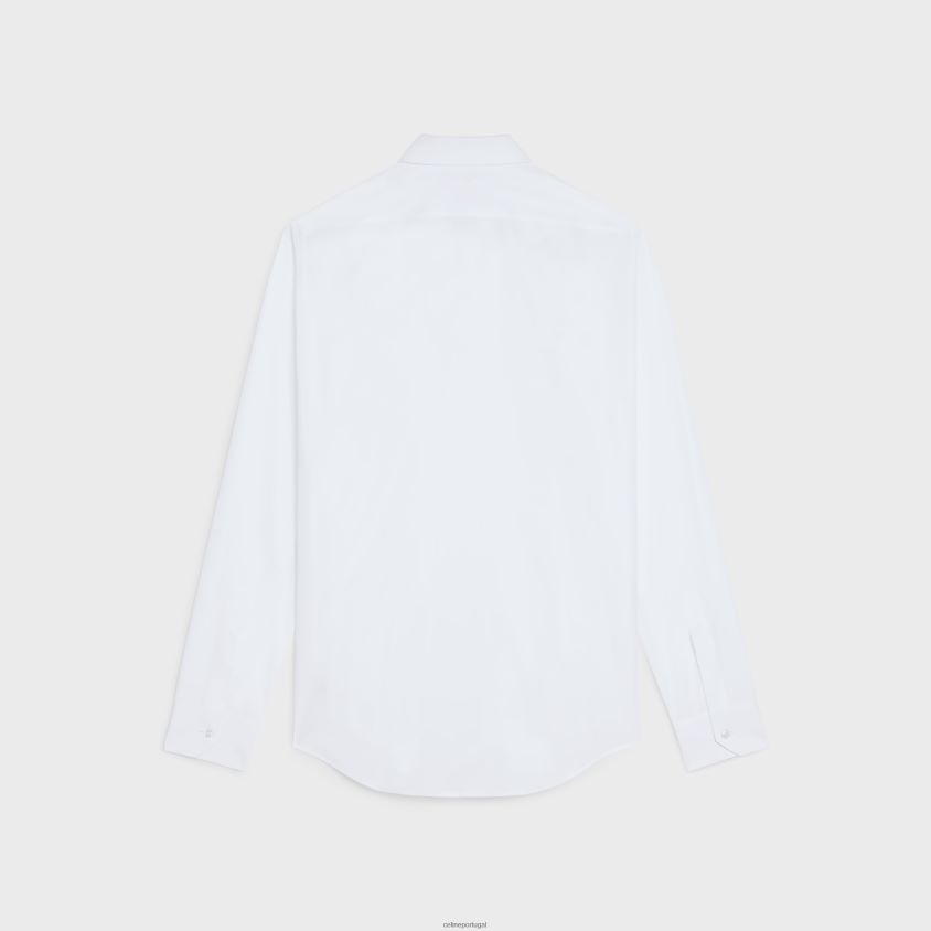 homens vestuário CELINE camisa solta em popeline de algodão branco T204R1916
