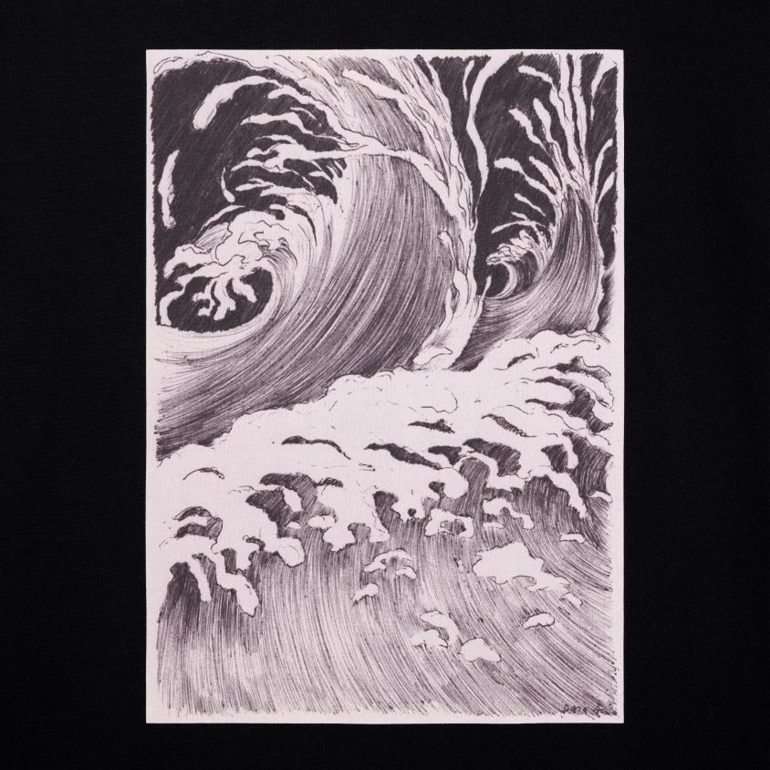 homens vestuário CELINE camiseta de ondas soltas em jersey de algodão Preto branco T204R1925