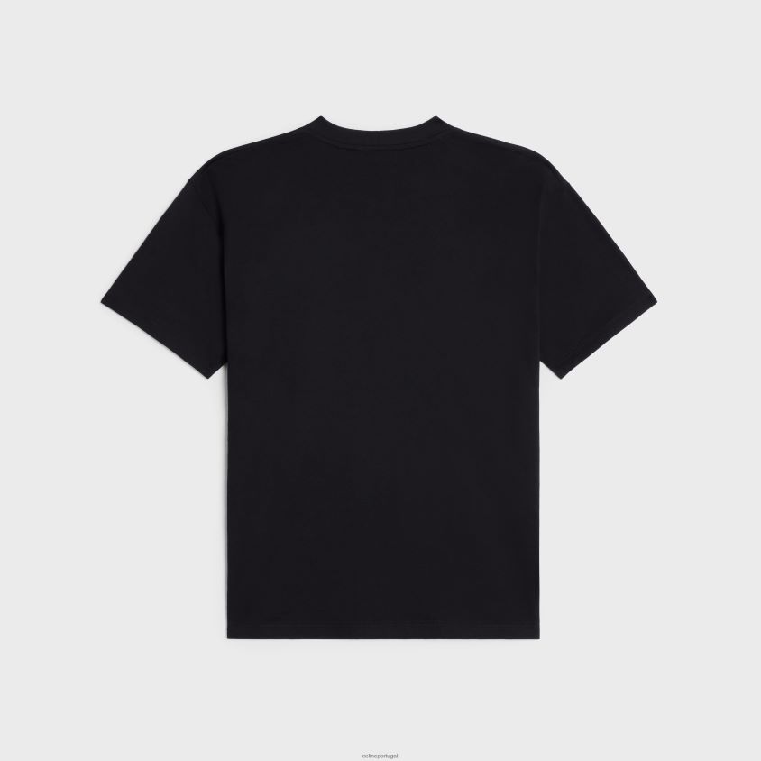 homens vestuário CELINE camiseta delirante devaneio em algodão Preto branco T204R1813