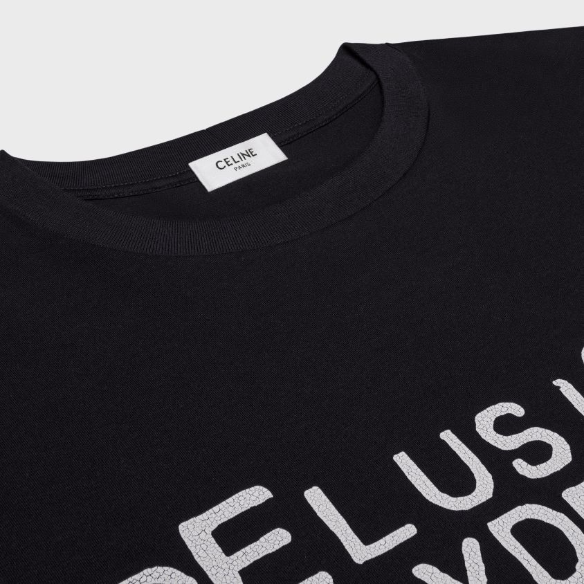 homens vestuário CELINE camiseta delirante devaneio em algodão Preto branco T204R1813