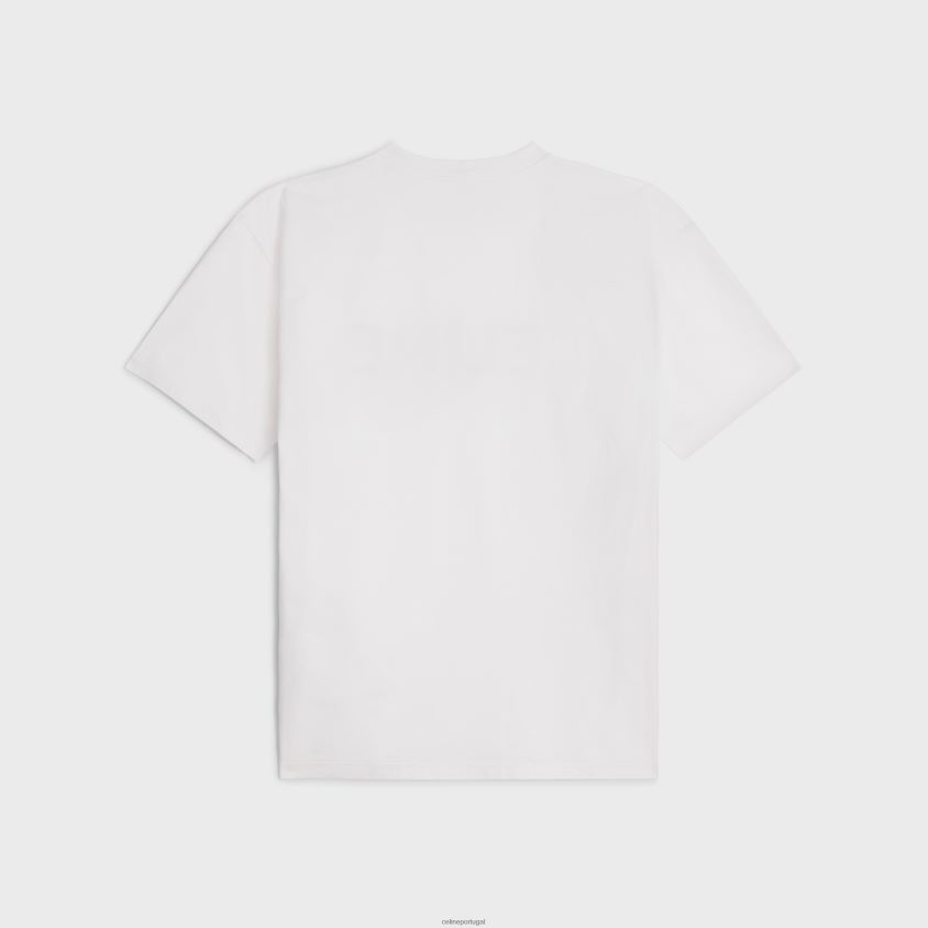 homens vestuário CELINE camiseta solta em jersey de algodão giz/preto T204R1933