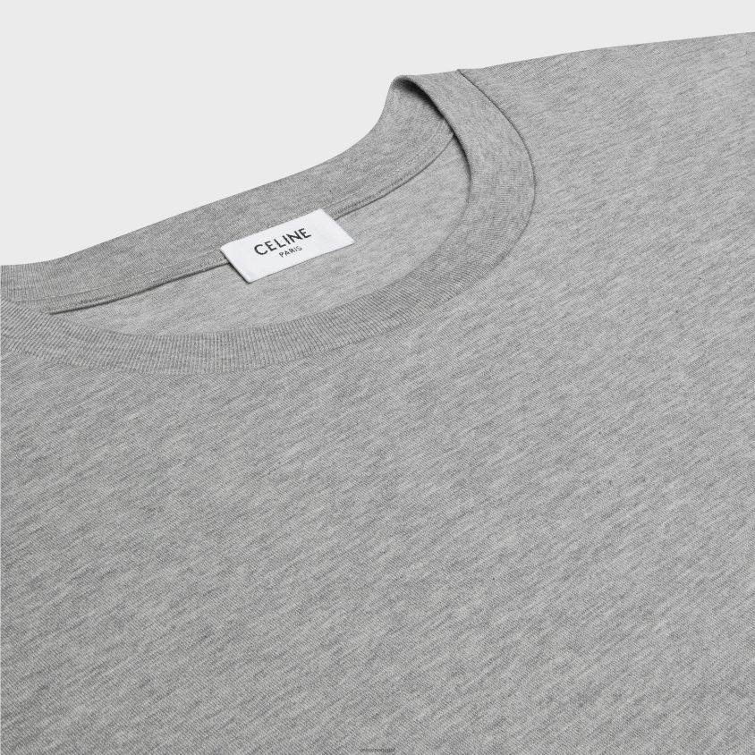homens vestuário CELINE camiseta solta triomphe em jersey de algodão cinza melange/off white T204R1820