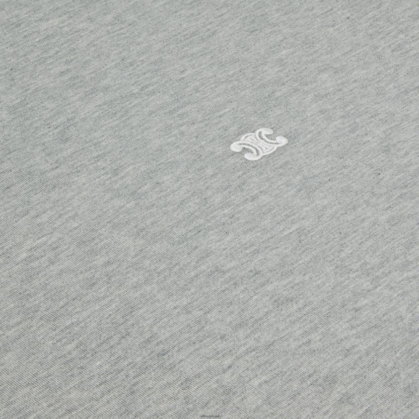 homens vestuário CELINE camiseta solta triomphe em jersey de algodão cinza melange/off white T204R1820