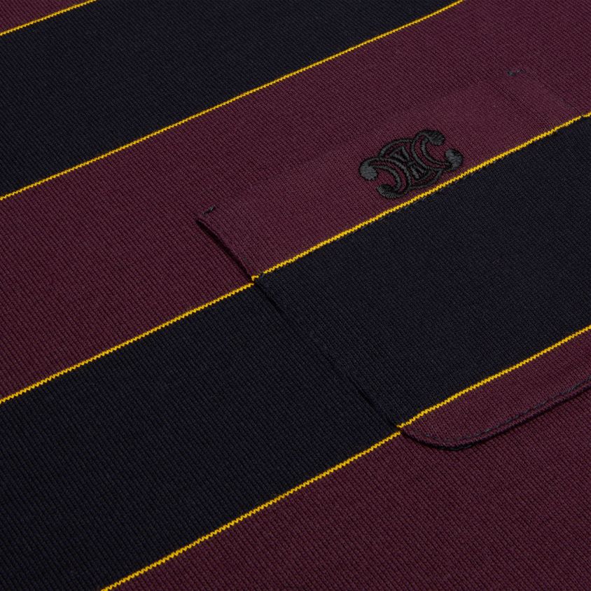 homens vestuário CELINE camiseta triomphe regular em jersey listrado bordô/marinho/amarelo/esbranquiçado T204R1818