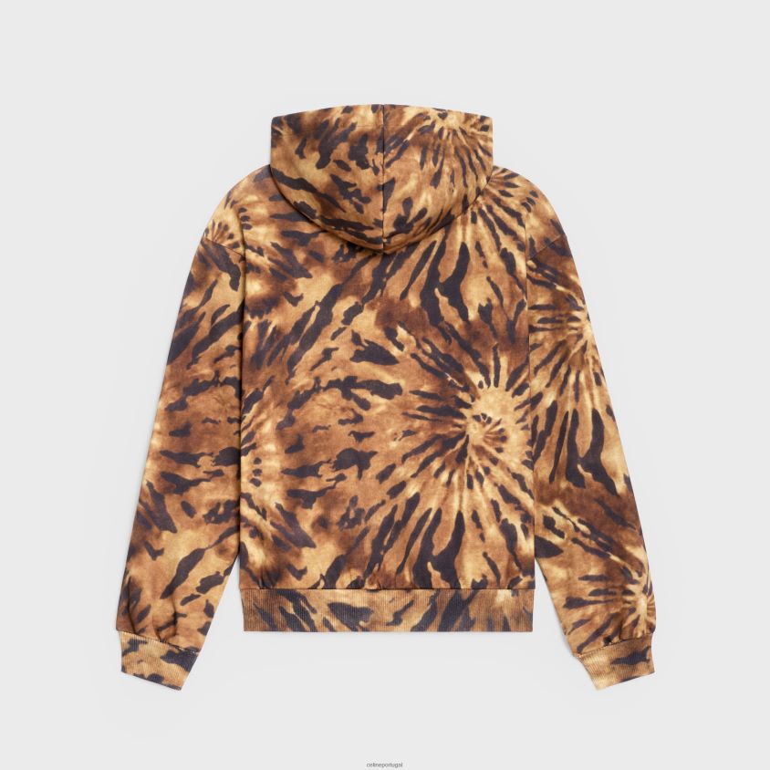 homens vestuário CELINE moletom solto em jersey de lã marrom/preto/esbranquiçado T204R1946