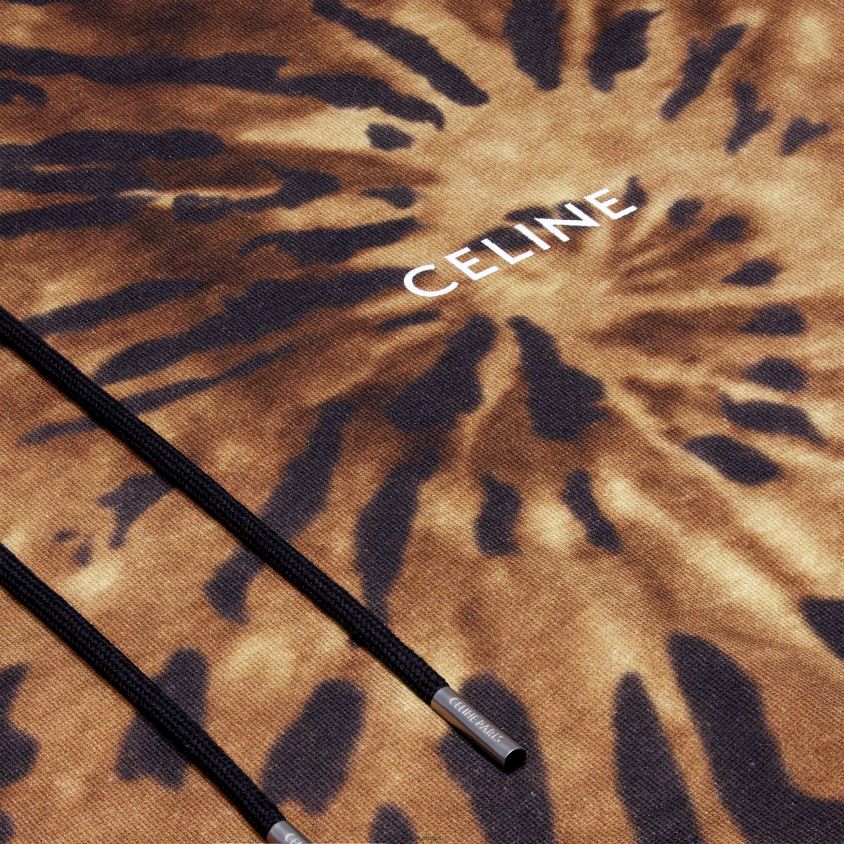 homens vestuário CELINE moletom solto em jersey de lã marrom/preto/esbranquiçado T204R1946