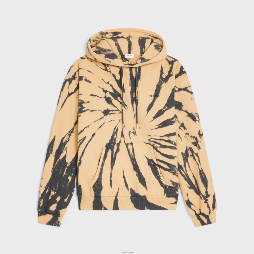 homens vestuário CELINE moletom solto em lã de algodão cinza/bege/preto T204R1947