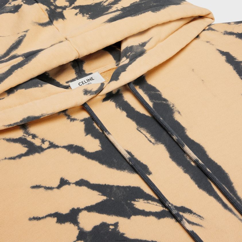 homens vestuário CELINE moletom solto em lã de algodão cinza/bege/preto T204R1947