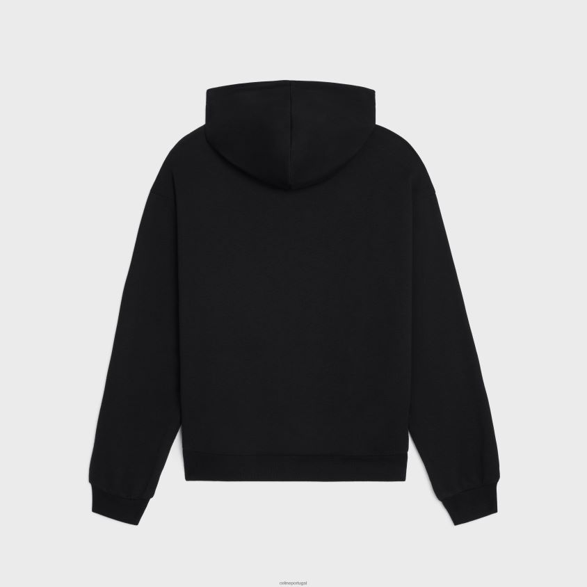 homens vestuário CELINE moletom solto triomphe em algodão e caxemira Preto branco T204R1801