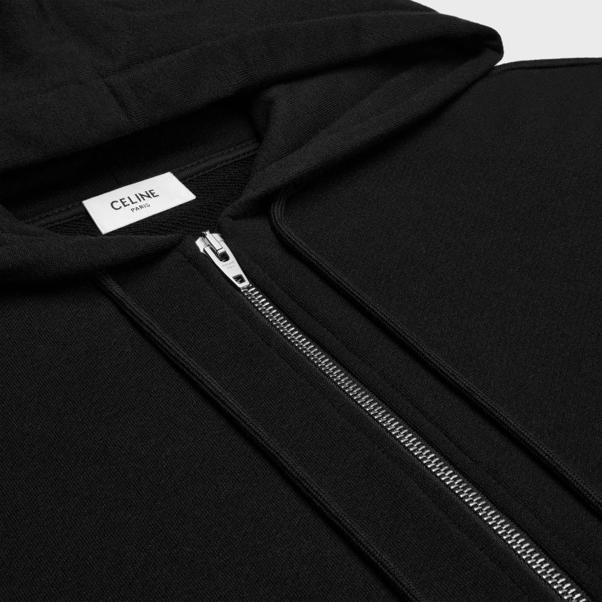 homens vestuário CELINE moletom solto triomphe em algodão e caxemira Preto branco T204R1801
