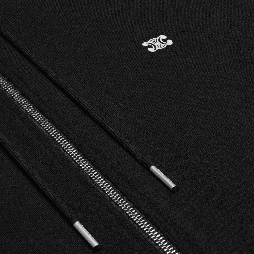 homens vestuário CELINE moletom solto triomphe em algodão e caxemira Preto branco T204R1801