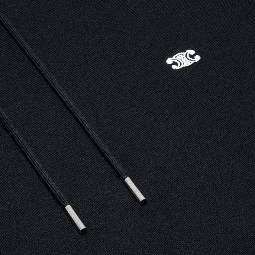 homens vestuário CELINE moletom solto triomphe em algodão e caxemira Preto branco T204R1802