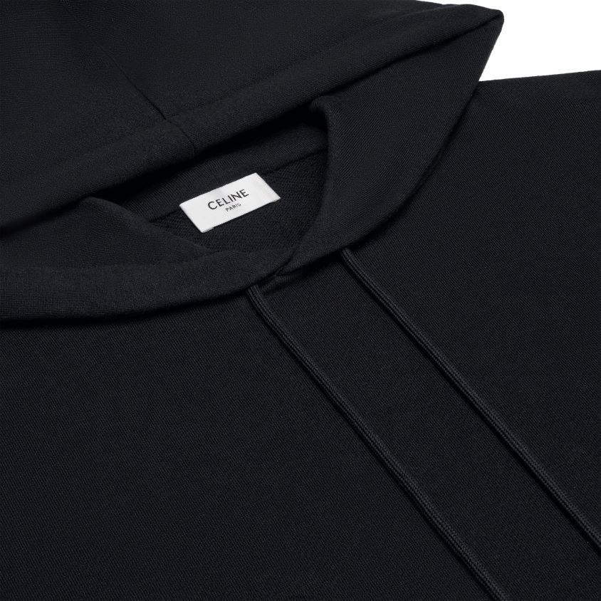 homens vestuário CELINE moletom solto triomphe em algodão e caxemira Preto branco T204R1802