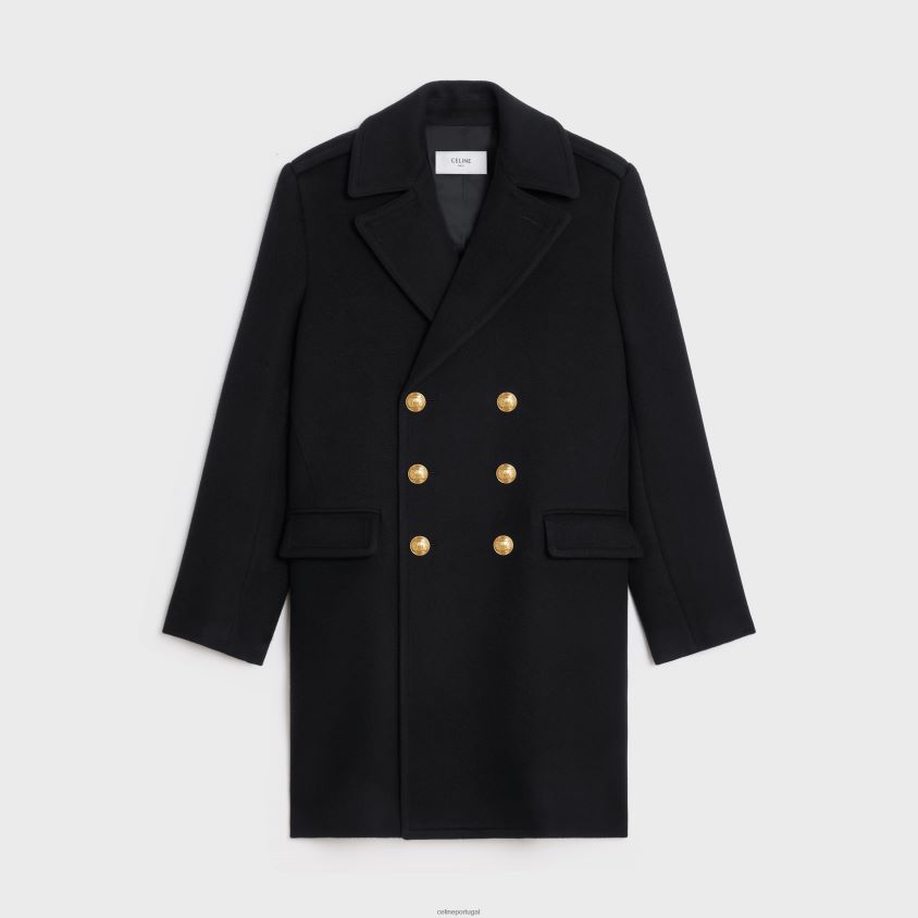 homens vestuário CELINE casaco militar em lã de caxemira preto T204R1864