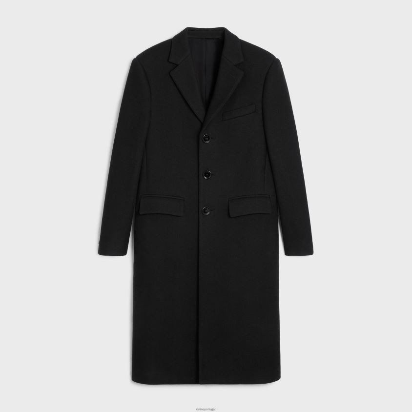 homens vestuário CELINE casaco quadrado em feltro preto T204R1862