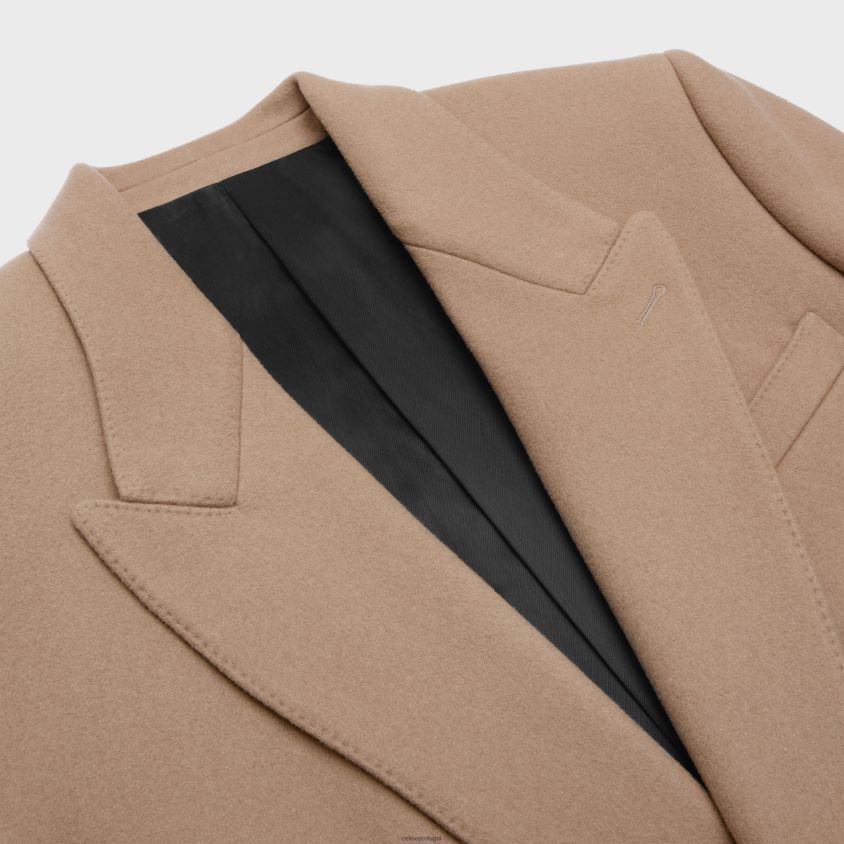 homens vestuário CELINE casaco quadrado em tecido de caxemira camelo escuro T204R1863