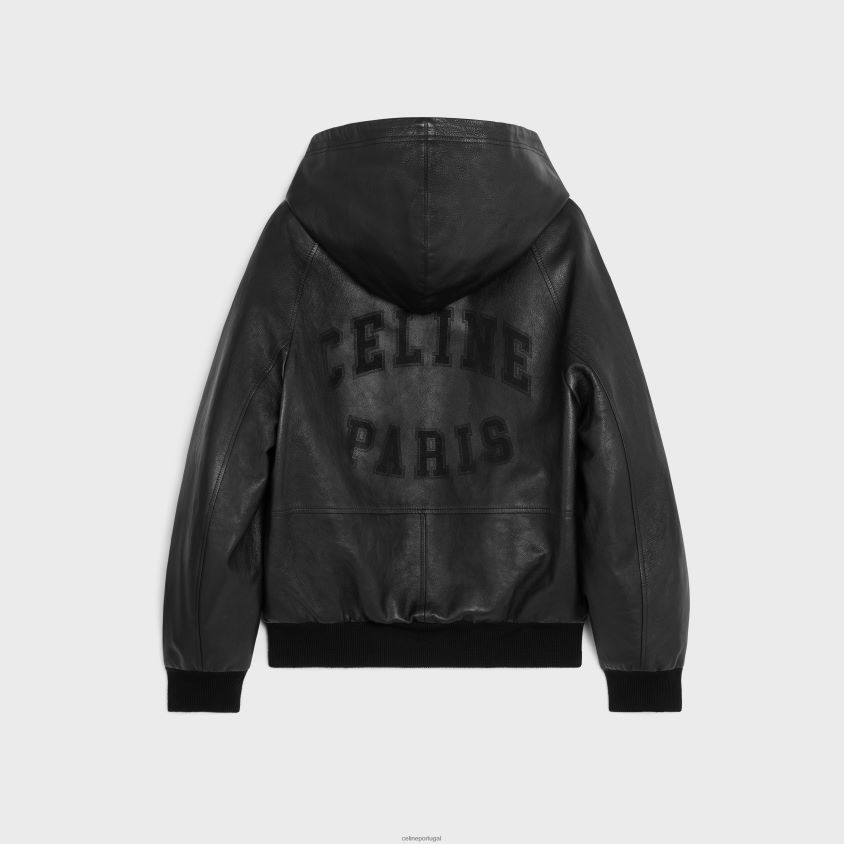homens vestuário CELINE blusão folgado em pele de cordeiro macia preto T204R1783