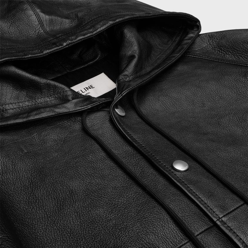 homens vestuário CELINE blusão folgado em pele de cordeiro macia preto T204R1783