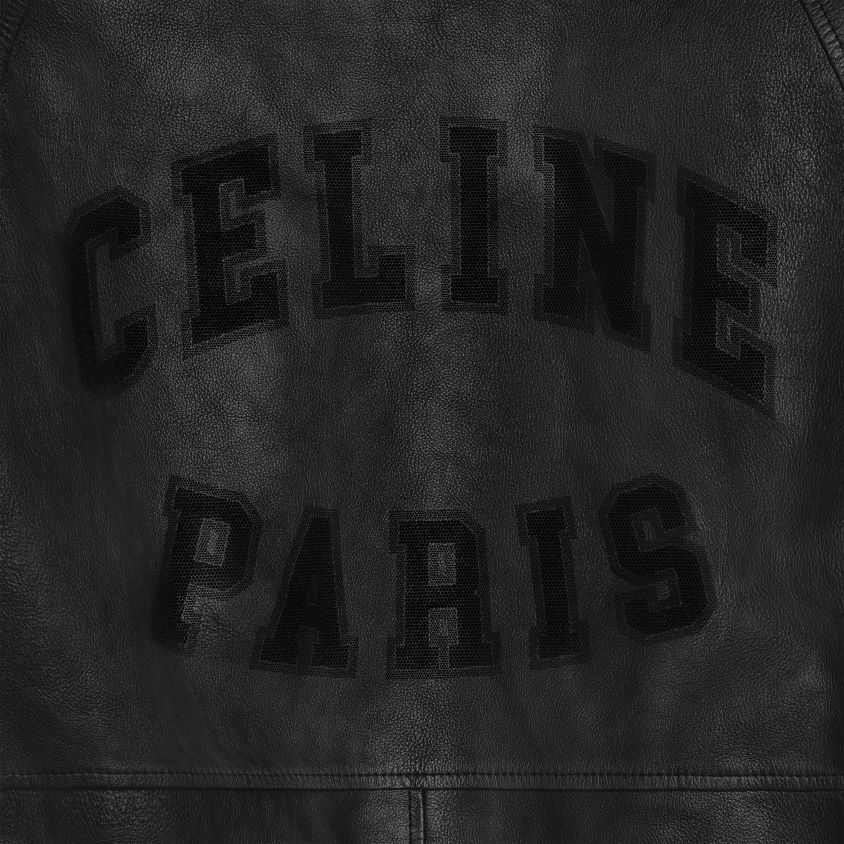 homens vestuário CELINE blusão folgado em pele de cordeiro macia preto T204R1783