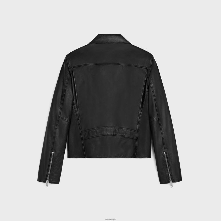 homens vestuário CELINE blusão reto em pele de cordeiro macia preto T204R1781