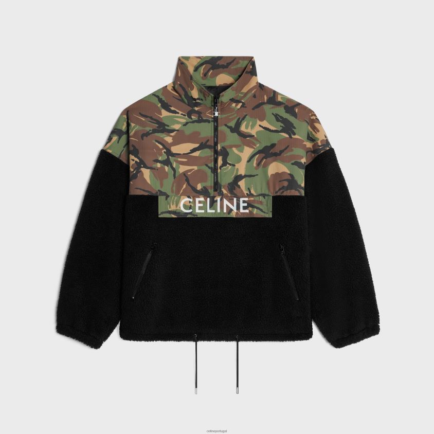 homens vestuário CELINE jaqueta bimatéria preto/camuflagem T204R1806