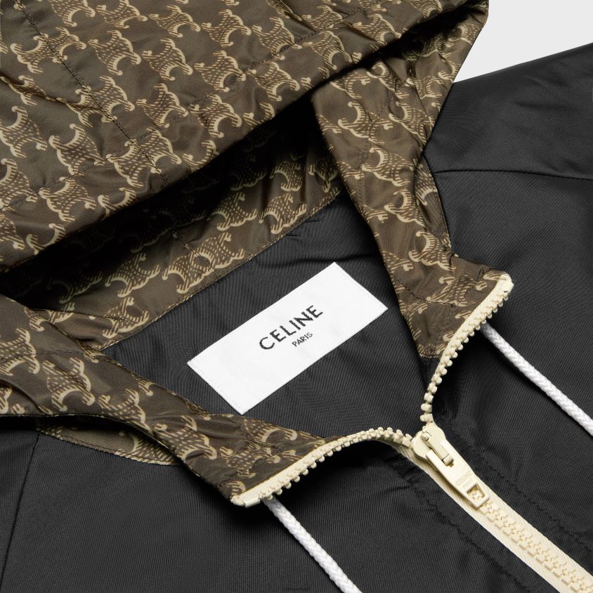homens vestuário CELINE jaqueta blusão em nylon monograma bege/preto T204R1855