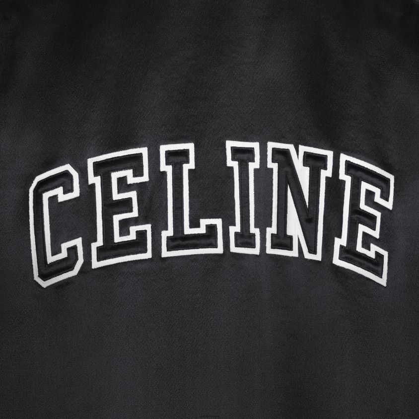 homens vestuário CELINE jaqueta bomber em cetim grosso preto T204R1843