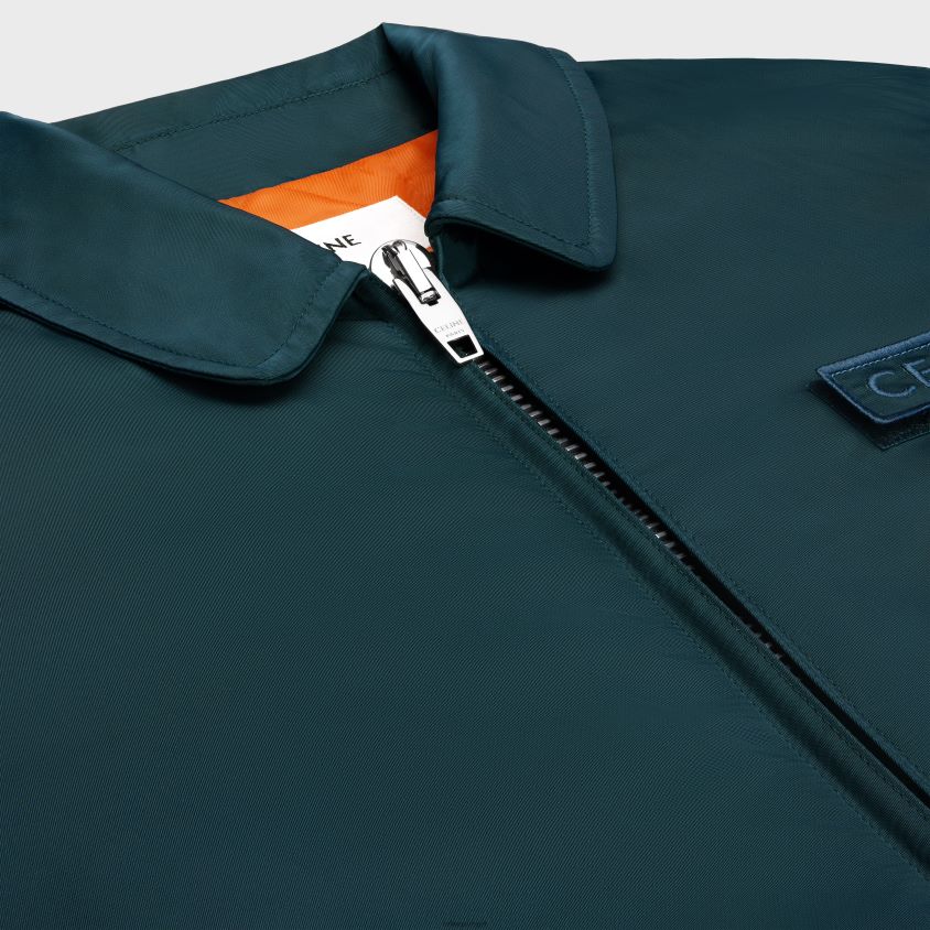 homens vestuário CELINE jaqueta bomber em nylon gasolina azul T204R1778