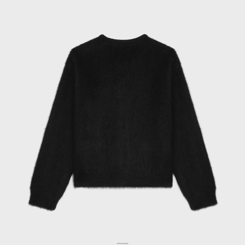 homens vestuário CELINE jaqueta cardigan em mohair escovado preto T204R1954