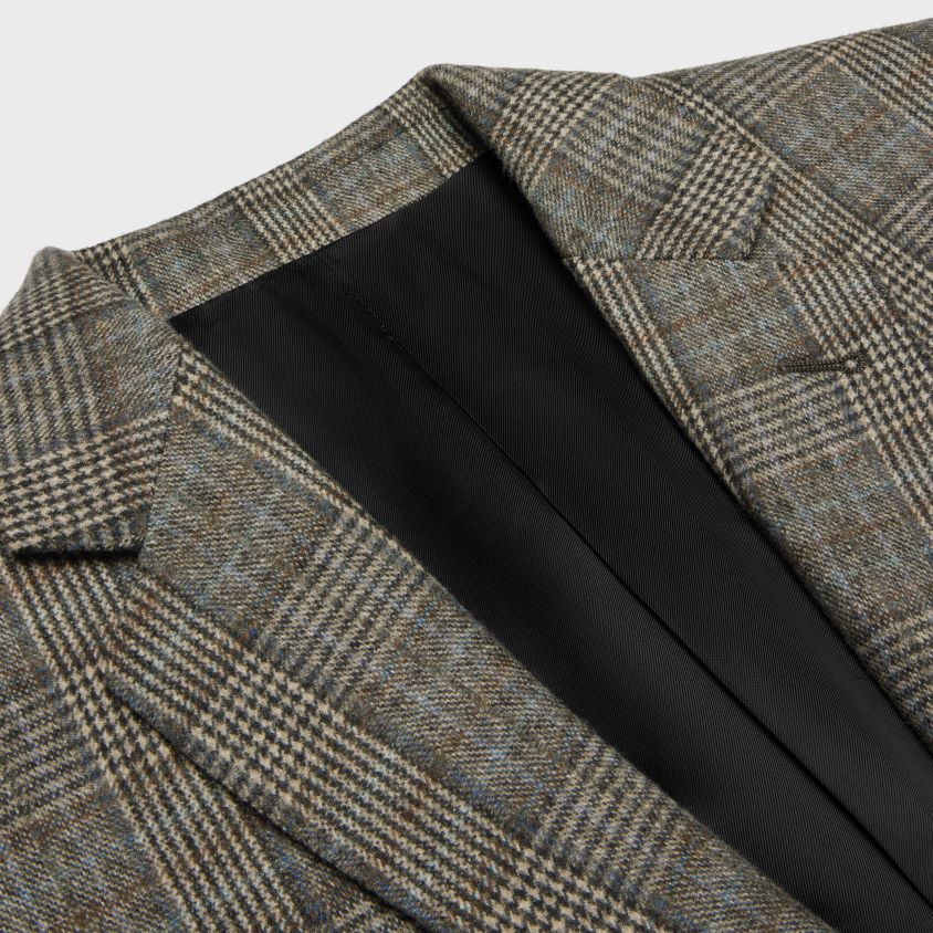 homens vestuário CELINE jaqueta carnaby em jaqueta de flanela príncipe de gales marfim/gris/tofee T204R1879