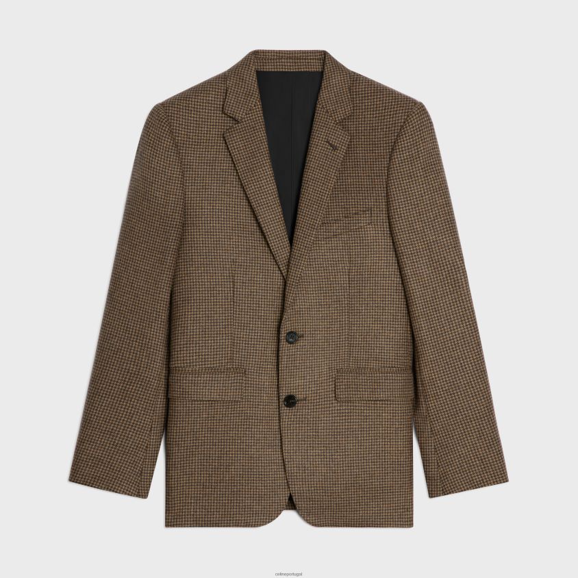 homens vestuário CELINE jaqueta clássica em flanela de caxemira camelo/marron T204R1787