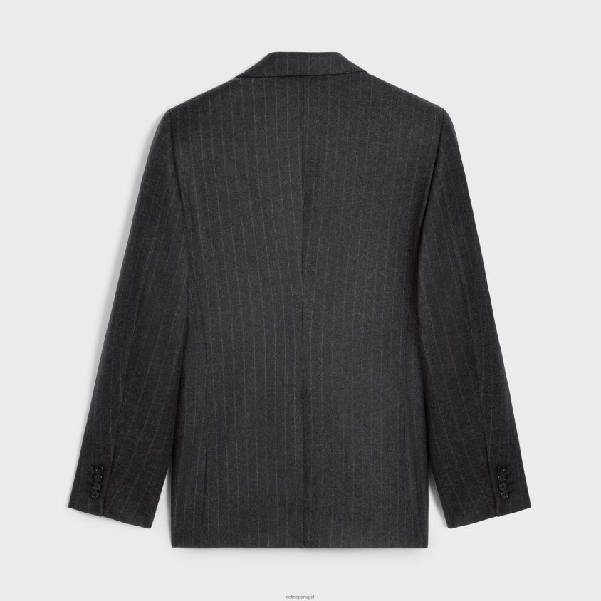 homens vestuário CELINE jaqueta clássica em flanela listrada melange cinza T204R1876