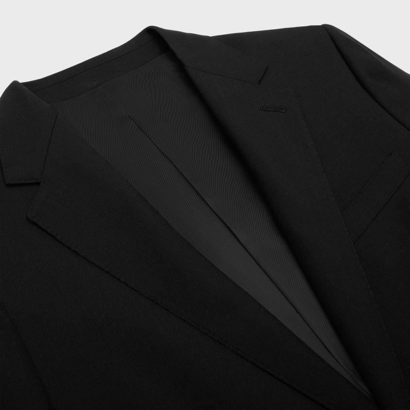 homens vestuário CELINE jaqueta clássica em gabardine de lã preto T204R1869