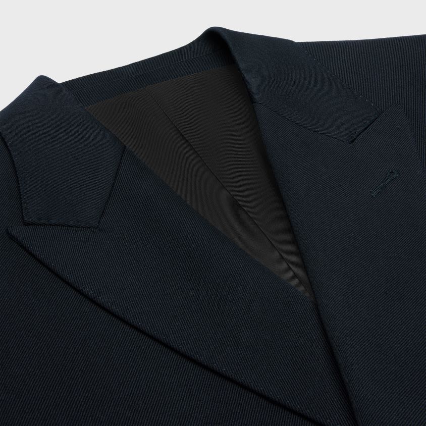 homens vestuário CELINE jaqueta clássica em lã diagonal marinha T204R1883