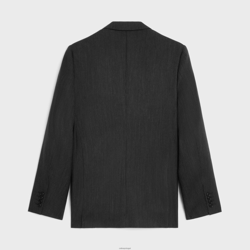 homens vestuário CELINE jaqueta clássica em lã listrada Preto branco T204R1882