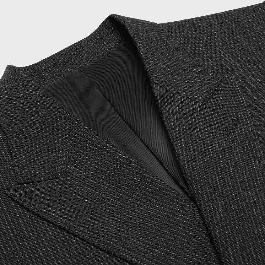 homens vestuário CELINE jaqueta clássica em lã listrada Preto branco T204R1882