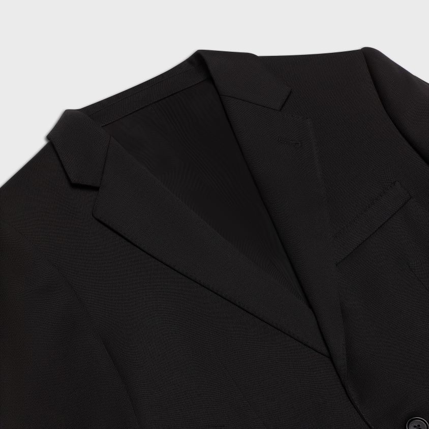 homens vestuário CELINE jaqueta curta em grão de poudre ultra preto T204R1887