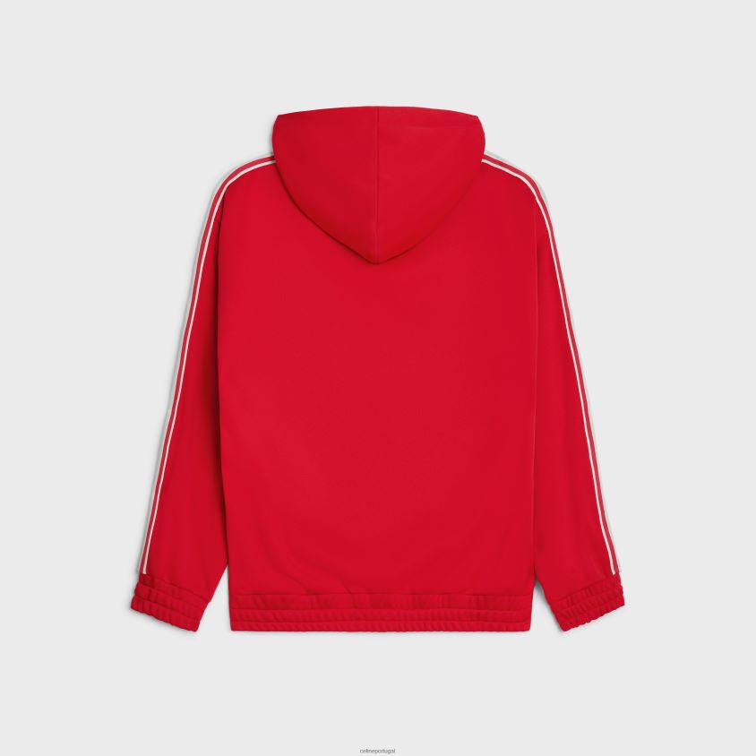 homens vestuário CELINE jaqueta de treino em jersey dupla face vermelho/ off white T204R1953